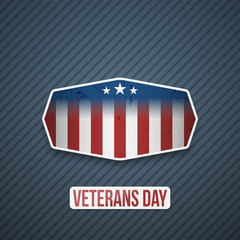 Veterans Day Text on realistic Badge