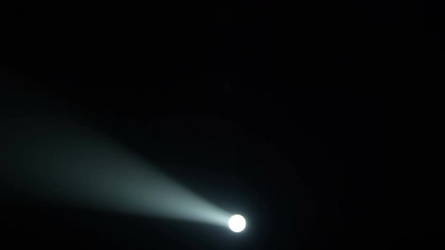 Realistic footage of stage light flashing rays spotlights through smoke. Great as a natural stage background for different projects!!!