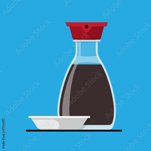 "Soy sauce bottle icon vector flat design." Stock image and royalty