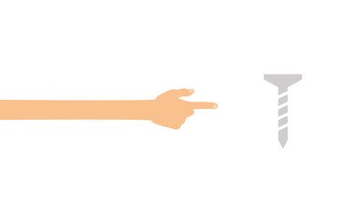 Hand tippt auf Smartphone mit App - Schraube