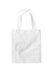 Tote bag mock up canvas fabric cloth shopping sack on white background isolated with clipping path