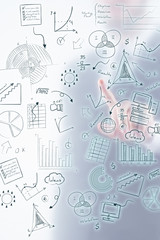 businessman pointing behind glass