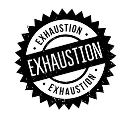 Exhaustion rubber stamp. Grunge design with dust scratches. Effects can be easily removed for a clean, crisp look. Color is easily changed.