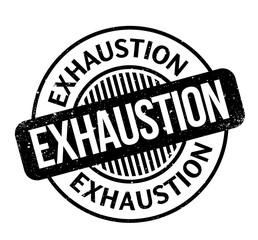 Exhaustion rubber stamp. Grunge design with dust scratches. Effects can be easily removed for a clean, crisp look. Color is easily changed.