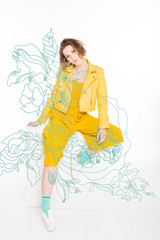 young girl dressed in all yellow