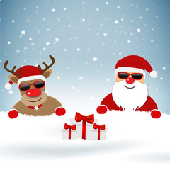 Weihnachtskarte Santa & Rudolph
