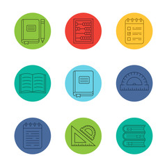 School and education linear icons set