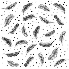 Vector Black and White Feather Pattern
