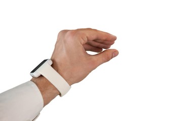 Fototapeta premium Cropped hand of businessman holding invisible product