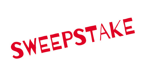 Sweepstake rubber stamp. Grunge design with dust scratches. Effects can be easily removed for a clean, crisp look. Color is easily changed.