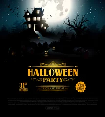 Tuinposter Halloween scary house in the woods © kaktus2536