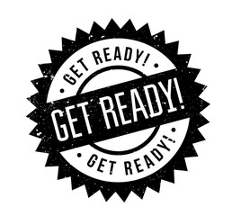 Get Ready rubber stamp. Grunge design with dust scratches. Effects can be easily removed for a clean, crisp look. Color is easily changed.
