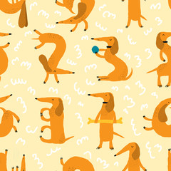 Seamless pattern with cute dachshund. - 178370516