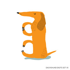 Cute dachshund. Cartoon vector illustration.