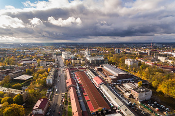 Fototapeta na wymiar Central Market in Kaliningrad, aerial view
