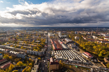 Naklejka premium Central Market in Kaliningrad, aerial view