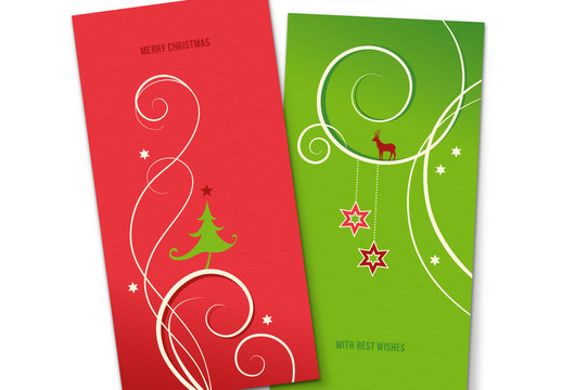 Christmas Greeting Card Set in Red and Green