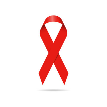 Red ribbon, world aids day symbol. Vector illustration