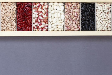 Spotted multicolored beans in the cells