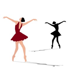 Ballerina silhouette on a white background
