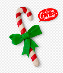 Fototapeta na wymiar Pllasticine illustration of Christmas candy cane 
