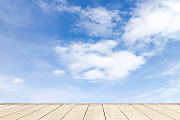 Nature trees and green forests with blue sky and white cloud with Wood terrace