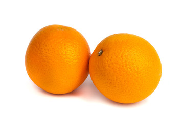 Two oranges isolated on white background, fruit