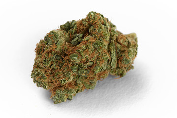 Close up of prescription medical marijuana flower Space Cowboy hybrid strain sativa dominant 