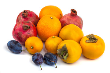 Fresh fruits isolated on a white background