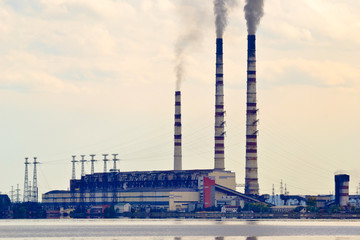 Smoking pipes of big power generating plant