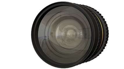 Camera lens with reflections isolated on white