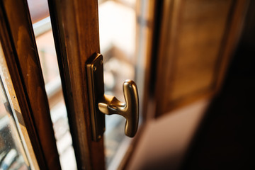 Obraz premium old italian window open inside from house in bologna