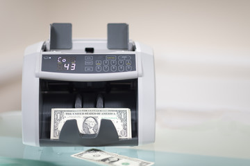 automatic money counting in the machine. USD dollars