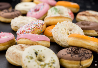 Donuts (fresh made; selective focus)