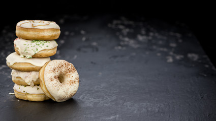 White chocolate Donuts (selective focus)