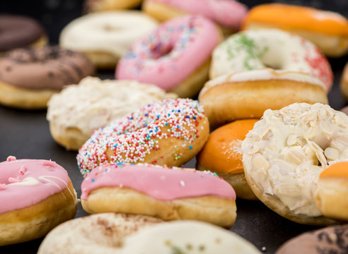 Fresh made Donuts (close-up shot)