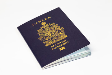 Canadian passport on white background