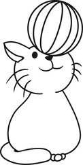 ball kunststück zirkzs balancieren spaß spielen sitzend klein kind baby hübsch süß niedlich katze kätzchen comic cartoon design haustier