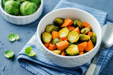 Roasted Sweet potato and Brussels Sprouts