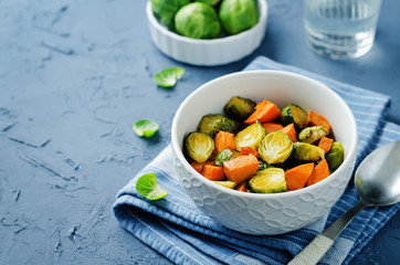 Roasted Sweet potato and Brussels Sprouts