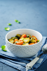 Roasted Sweet potato and Brussels Sprouts