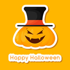 Sticker Halloween pumpkin. Happy Halloween Vector illustration.