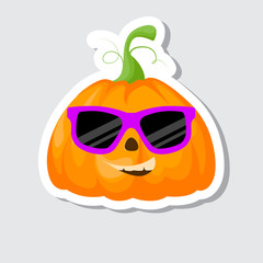 Sticker Halloween pumpkin. Happy Halloween Vector illustration.