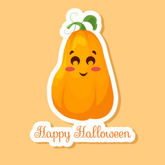 Sticker Halloween pumpkin. Happy Halloween Vector illustration.