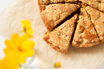 homemade apple cake with streusel