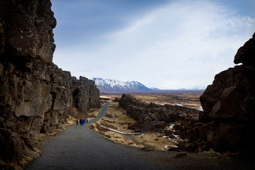 Thingvellir National Park in Iceland, east of Reykjavik, a Tourist Site with Historic, Cultural and Geological Significance Located in a Rift between the North American and Eurasian Tectonic Plates