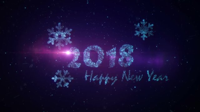 Nappy New Year 2018.Blue.Merry Christmas and Happy New Year card opener.Christmas eve intro.Snow and fireworks explosion and flares.Snowfall shining.Type 3