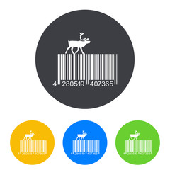 Icono plano codigo de barras reno en circulo varios colores