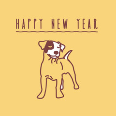 Greeting card design template  for 2018 New Year of the Dog. 