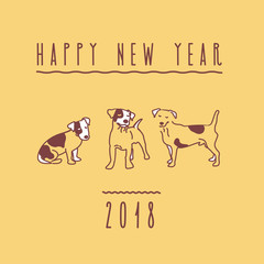 Greeting card design template  for 2018 New Year of the Dog. 
